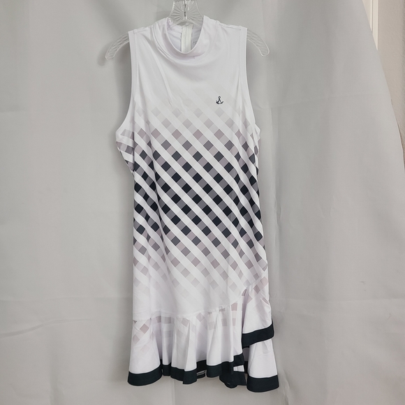 NWT ACEGOLFS Sz XL Black White Hyper-prep Ruffle Golf Pickleball Tennis Dress - Picture 3 of 12